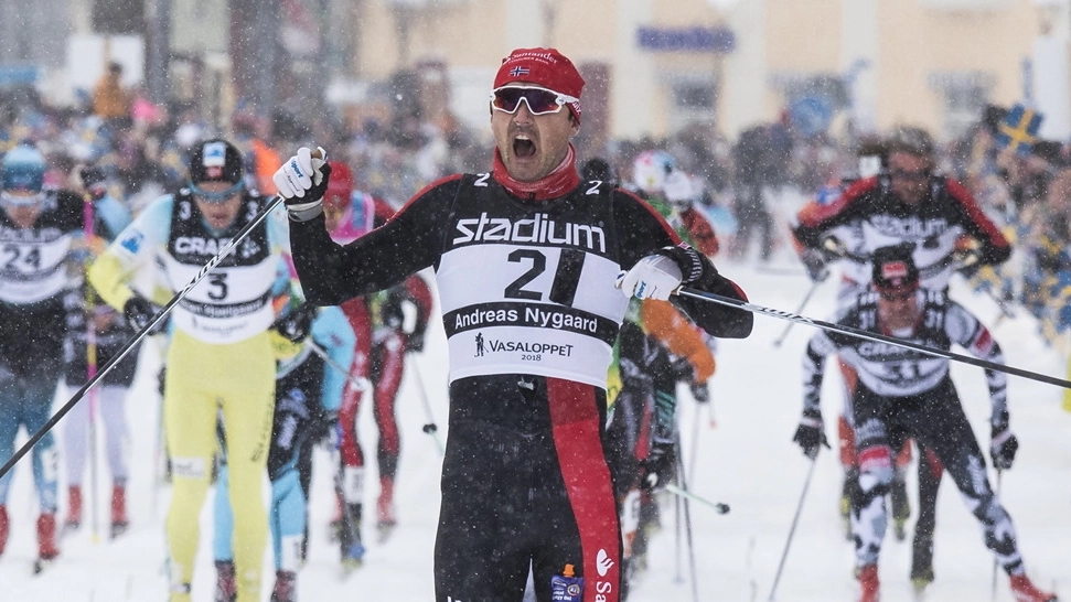 En skidåkare under Vasaloppet.